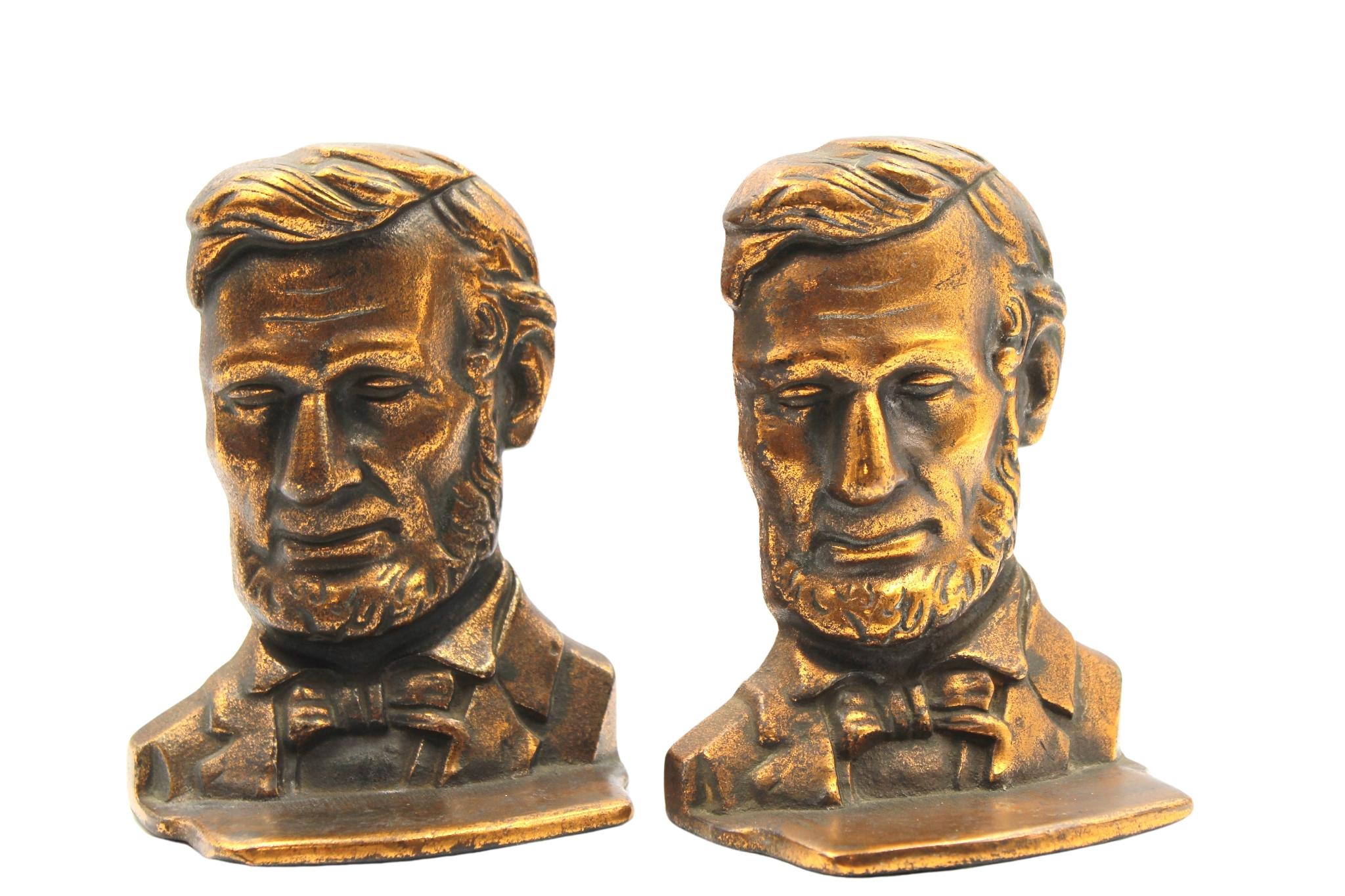 20th Century Vintage Abraham Lincoln Bust Bookends For Sale