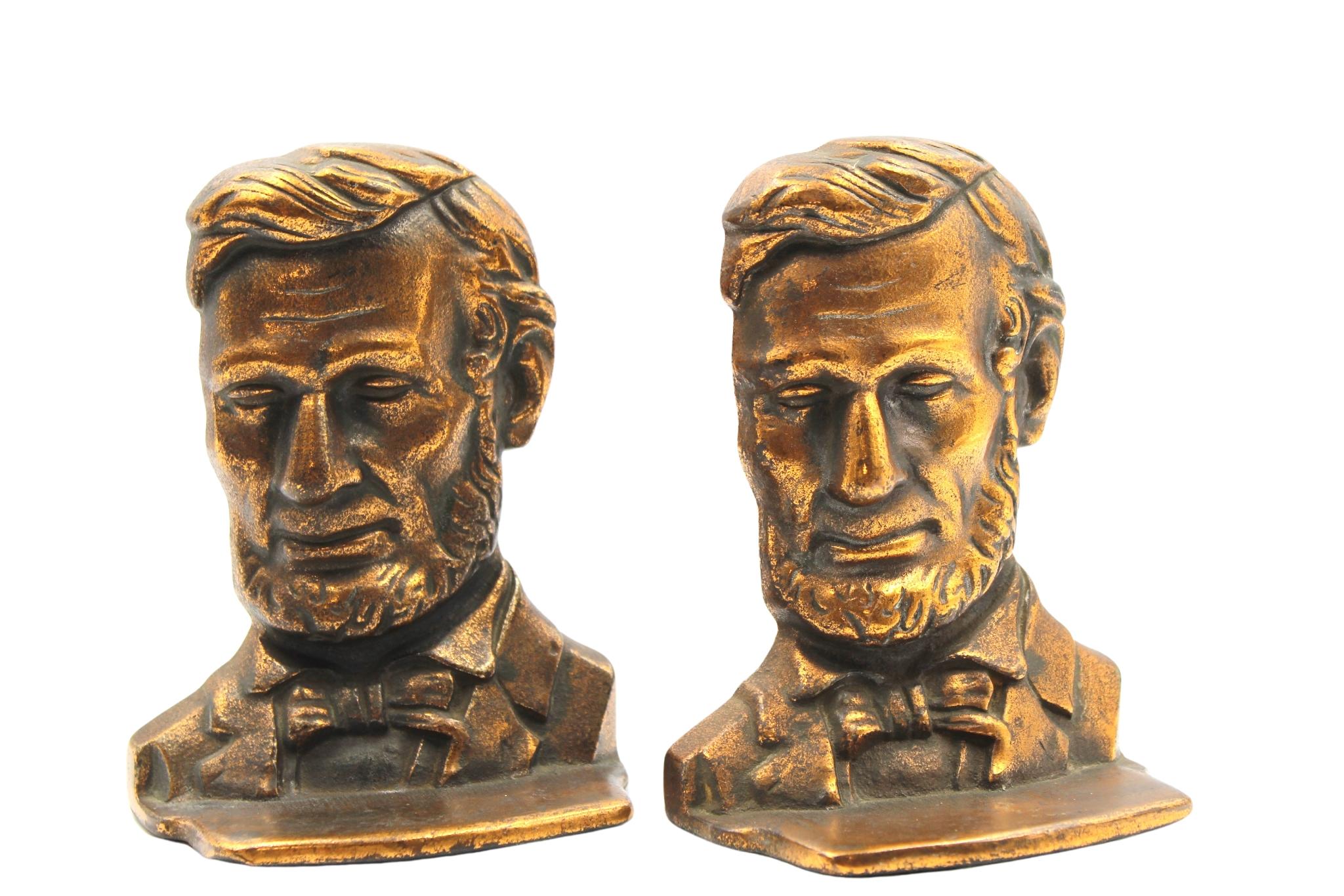 20th Century Vintage Abraham Lincoln Bust Bookends