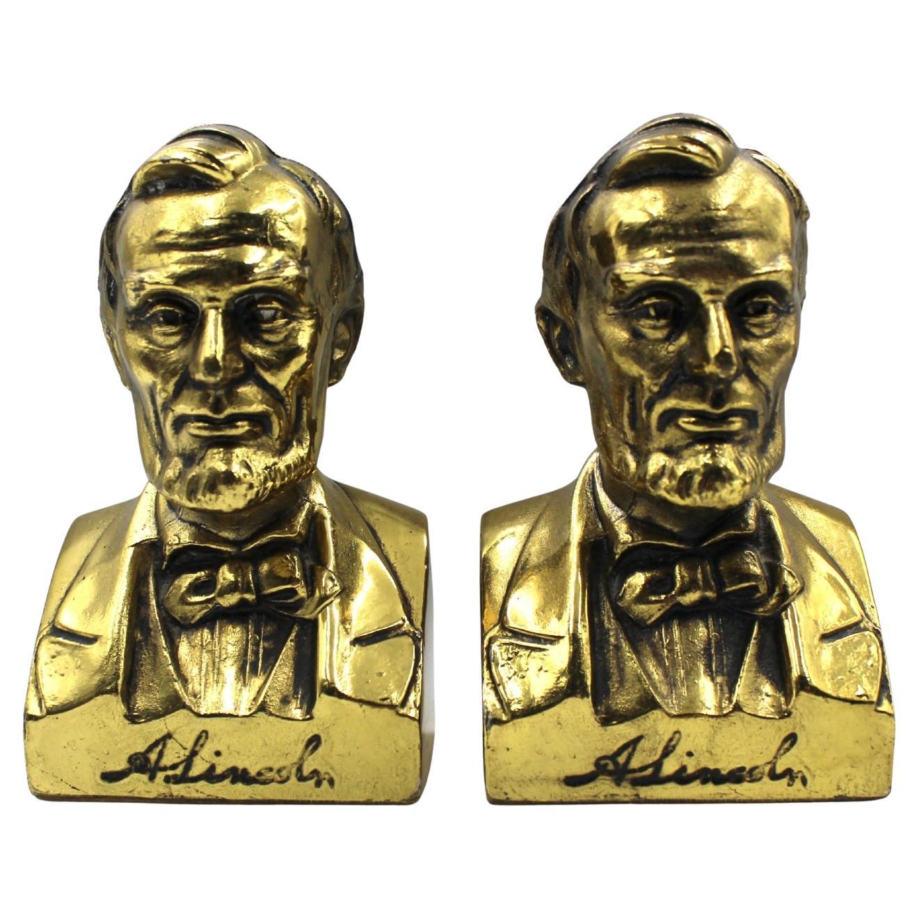 Vintage Abraham Lincoln Büste Buchstützen