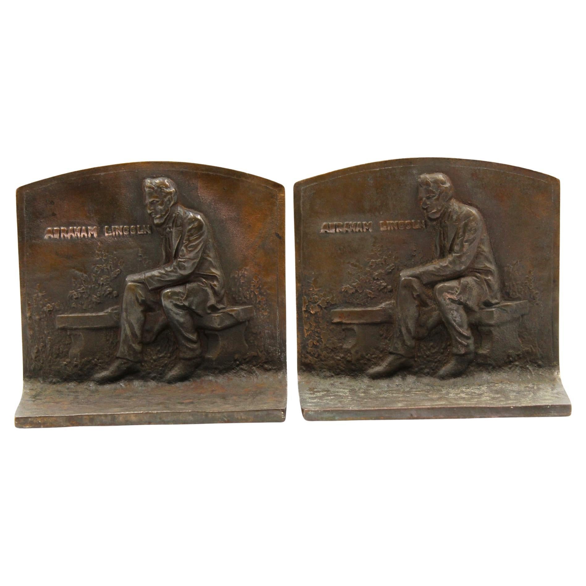 Vintage Abraham Lincoln Seated Bookends For Sale