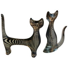 Vintage Abraham Palatnik Acrylic Cats, Pair