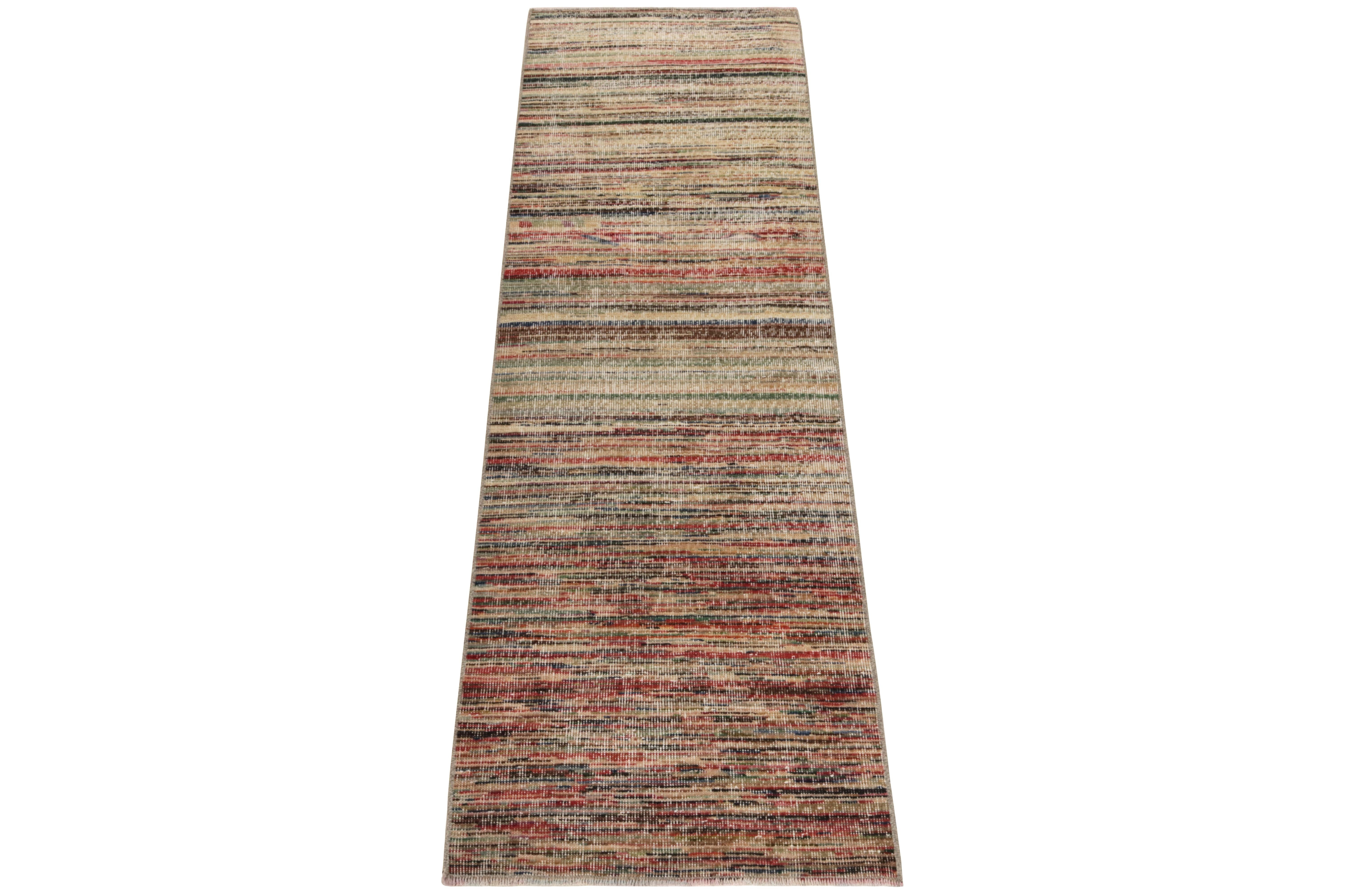 From Rug & Kilim’s mid century Pasha collection, a 1960s runner celebrating the works of a venerated designer from Turkey. 

Hand-knotted in an intentionally refined wool pile, this 2x9 rug enjoys a play of variegated shades blending seamlessly