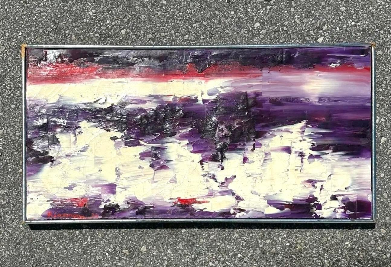 Nordamericano Pittura acrilica astratta d'epoca su tela in vendita