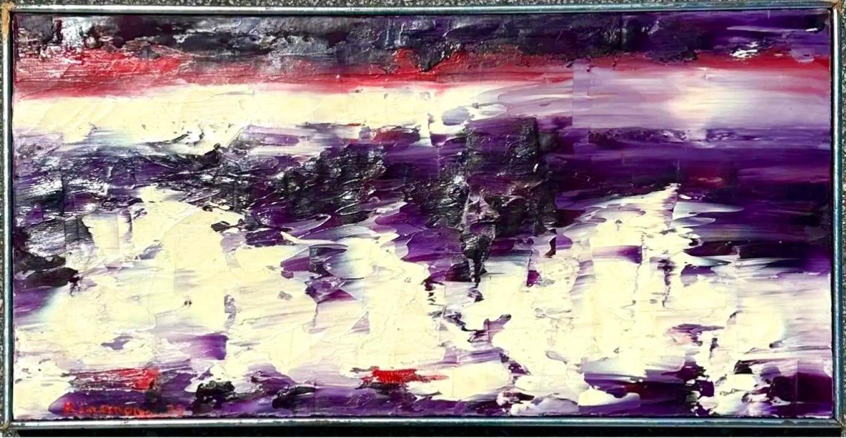 XX secolo Pittura acrilica astratta d'epoca su tela in vendita