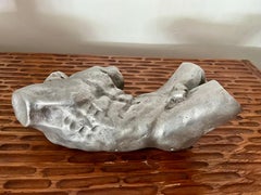 Vintage Abstract  Aluminum Male Nude Sculpture with Signed