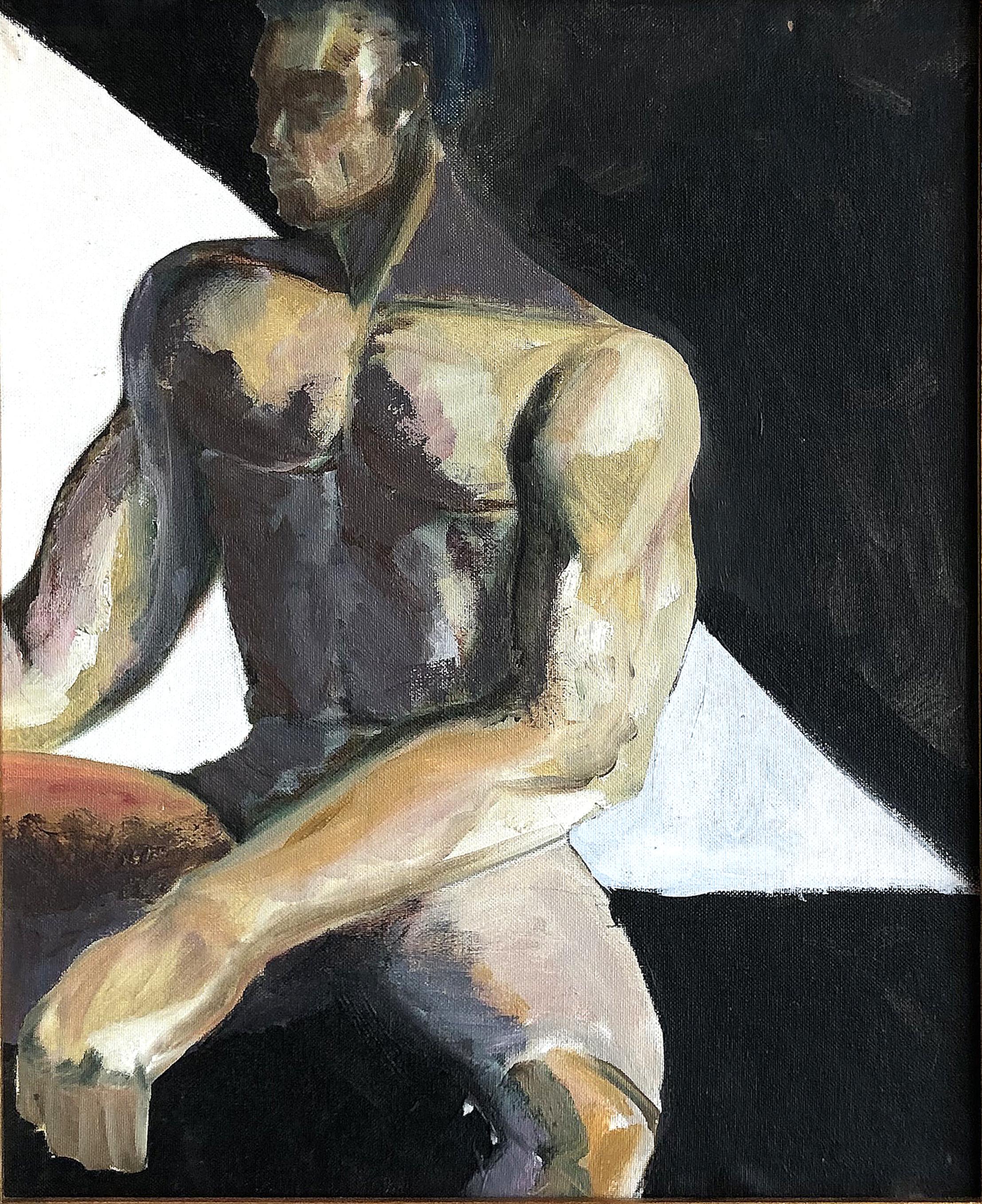 Vintage abstract male nude art study oil painting

Offered for sale is a vintage black male nude art study oil painting, circa 1970s. The abstract 'study was painted on artist board and encompasses the use of great composition. The artist works