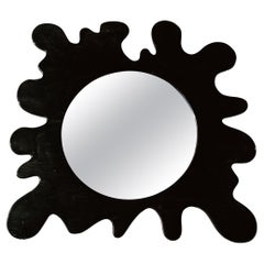 Vintage Abstract Black Wood Statement Mirror