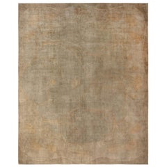 One-of-a-kind Vintage Abstract Irish Donegal Beige Handmade Wool Rug