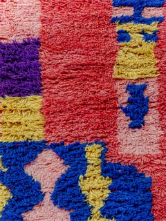 Vintage abstract Boujad carpet in vibrant palette curated by Breuckelen Berber