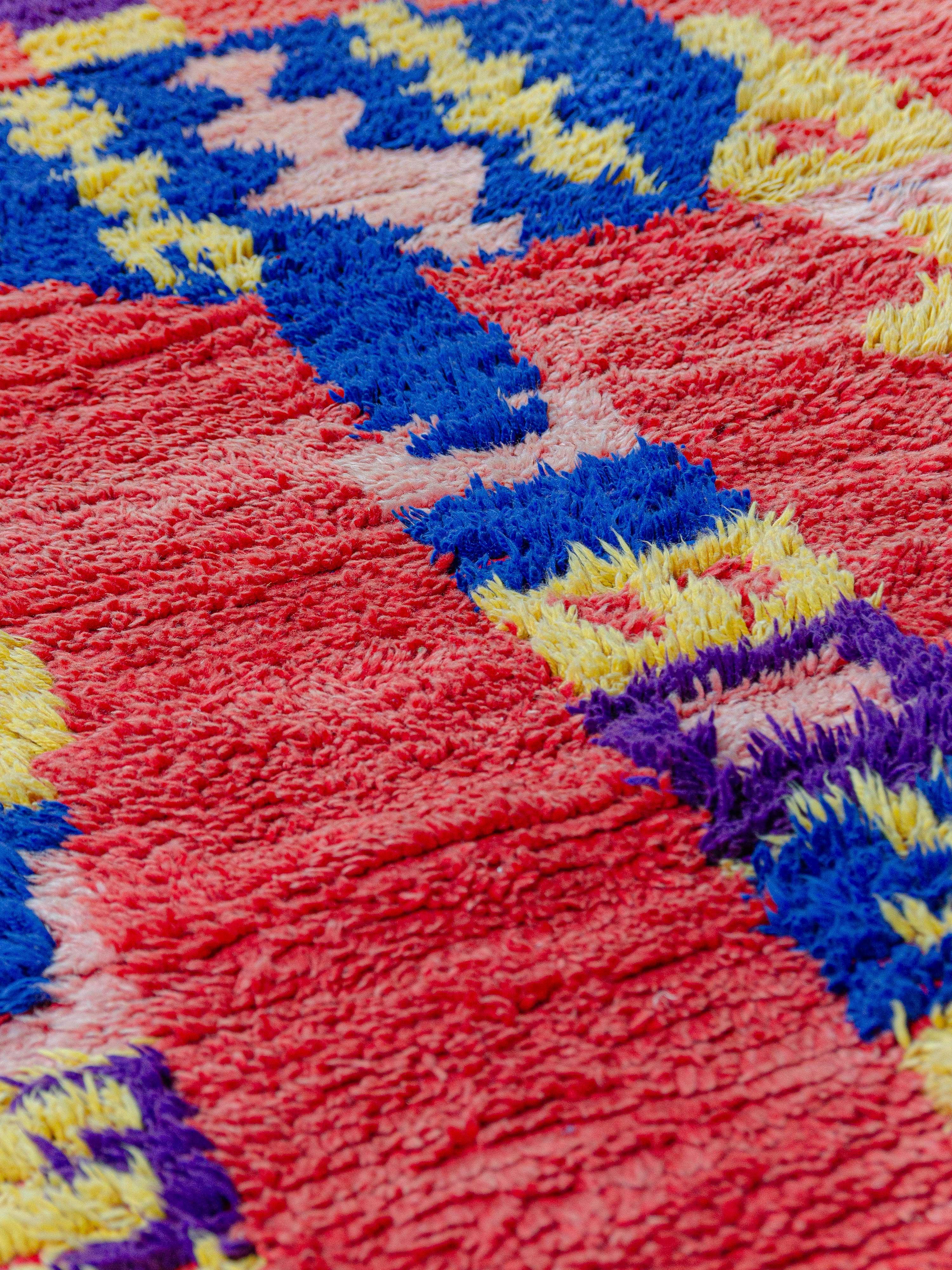 Tribal Vintage abstract Boujad carpet in vibrant palette curated by Breuckelen Berber For Sale