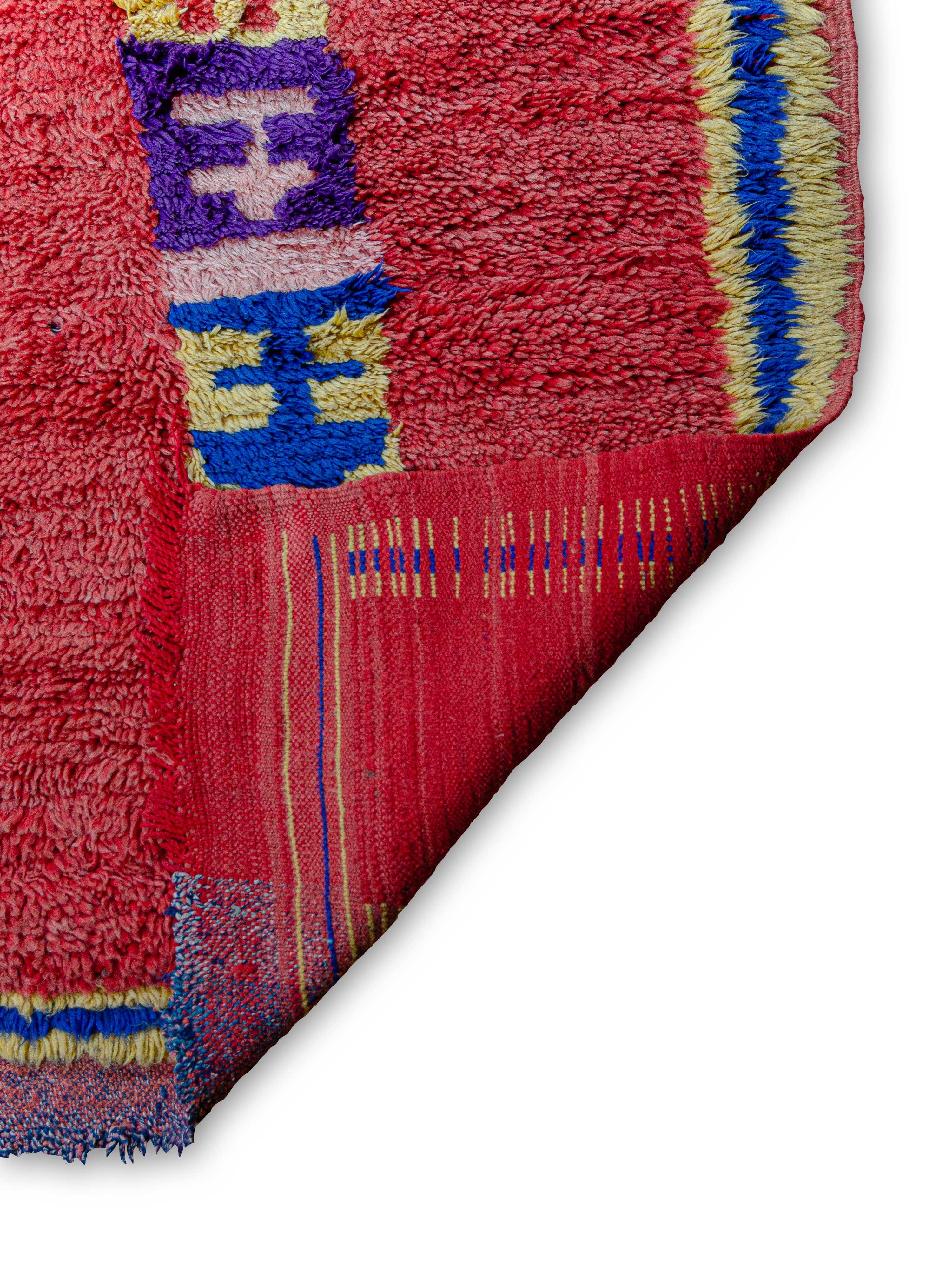 Moroccan Vintage abstract Boujad carpet in vibrant palette curated by Breuckelen Berber For Sale