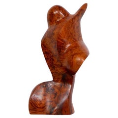 Sculpture abstraite vintage en bois de broussin