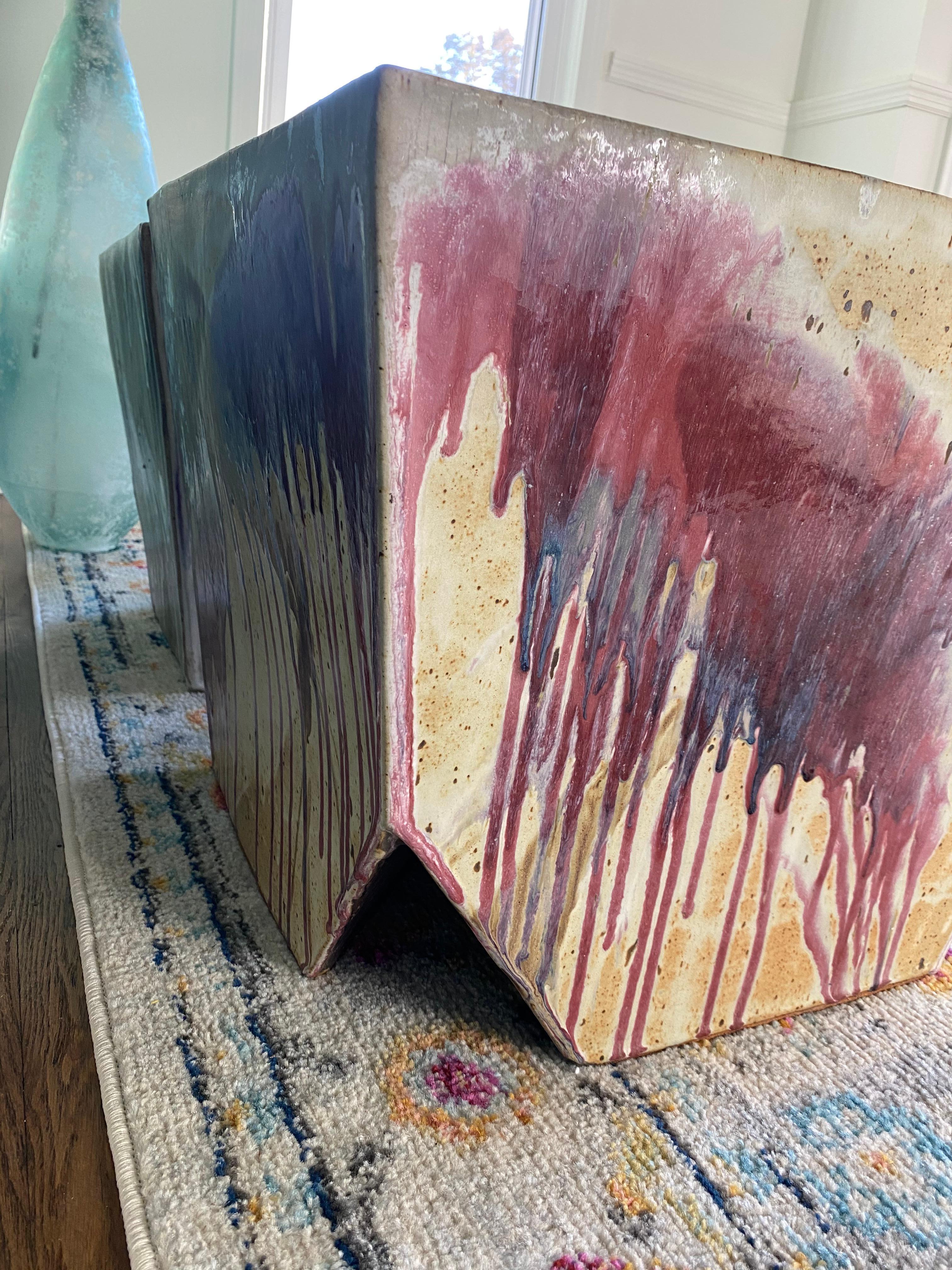 Vintage Abstract Ceramic Plinth Stools or Side Tables, Pair 3