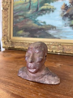 Vintage Abstract Clay Bust Sculpture with Possibly Red Iron Oxide Finish