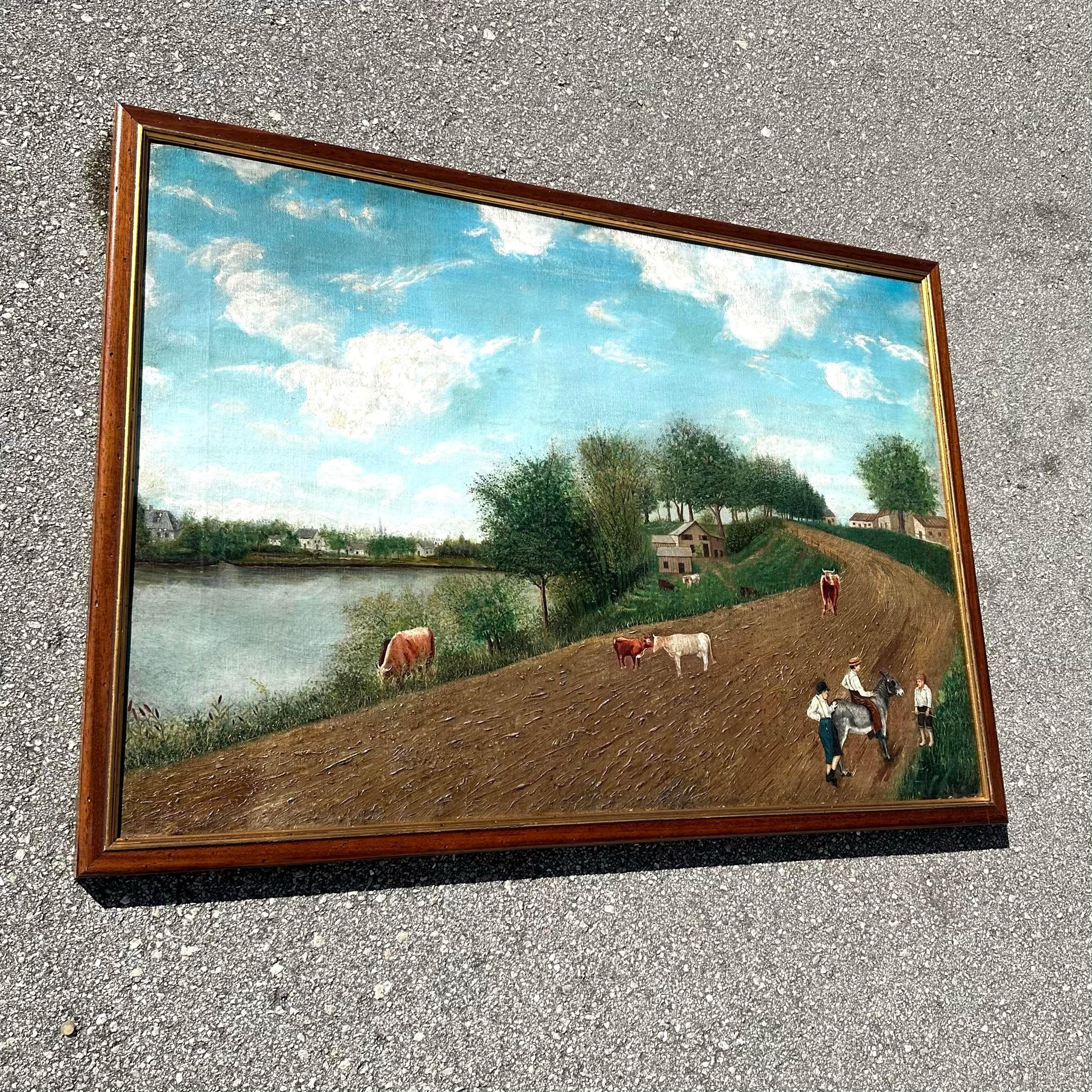 XX secolo Pittura ad olio su carta in stile collage astratto vintage in vendita
