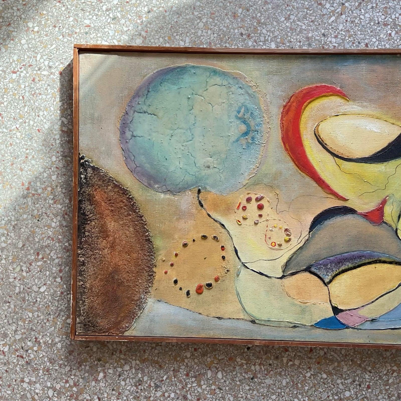Vintage Abstract Colorful Painting- Signed by Artist In Good Condition In west palm beach, FL