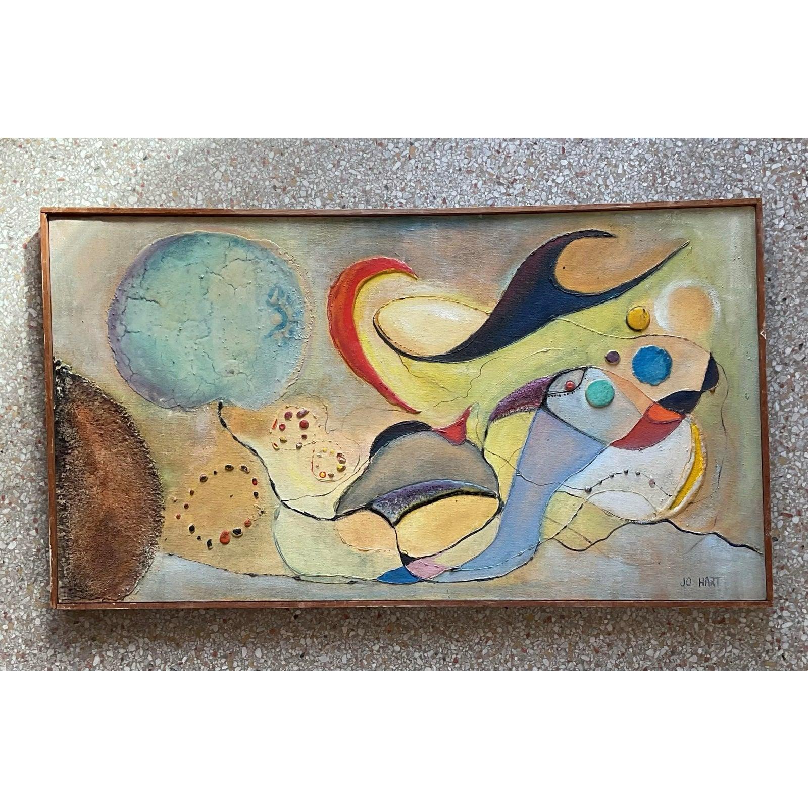 20th Century Vintage Abstract Colorful Painting- Signed by Artist For Sale
