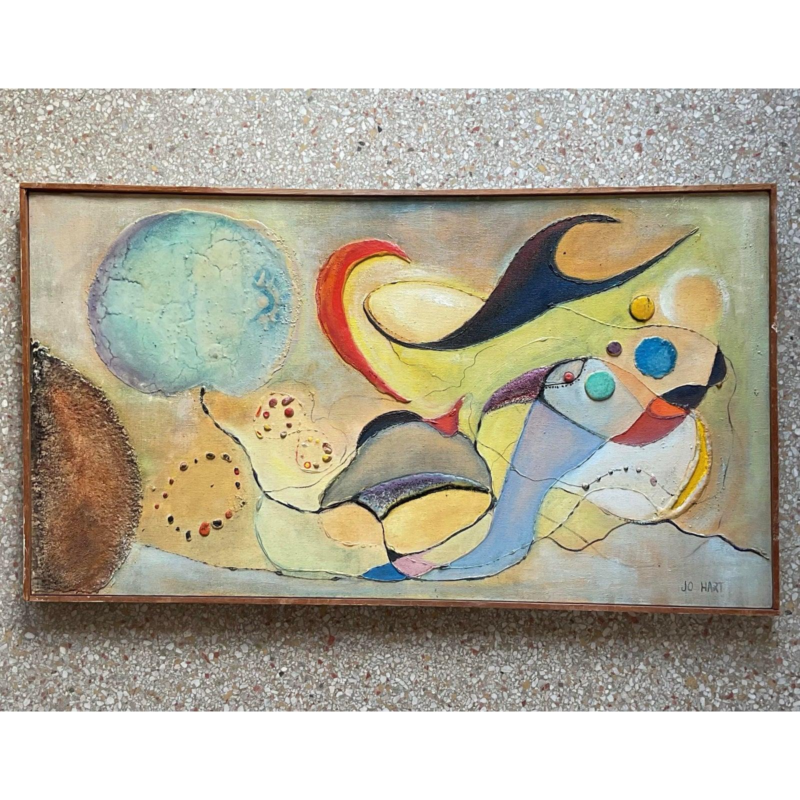 Vintage Abstract Colorful Painting- Signed by Artist For Sale 1