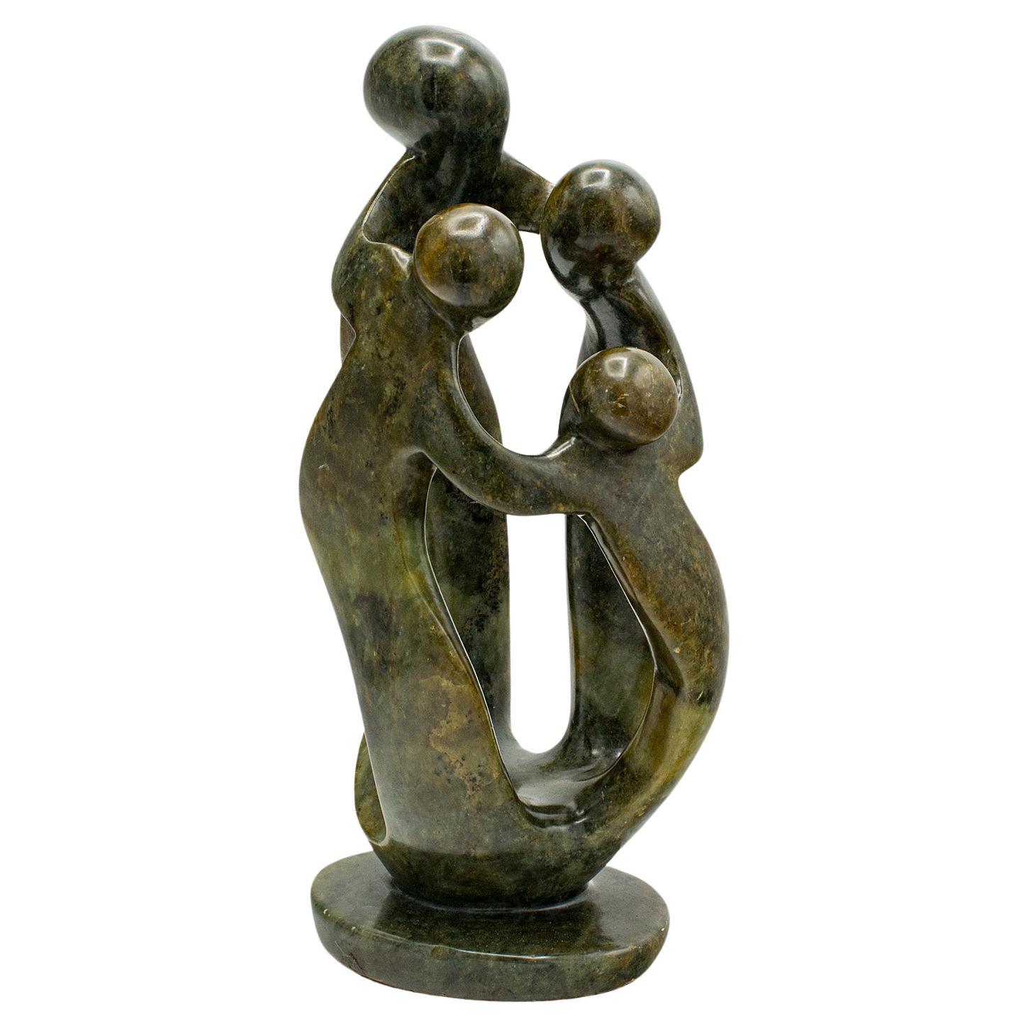 Vintage Abstract Family Statue, Tribal, Hardstone, Decorative Ornament, C.1960 For Sale