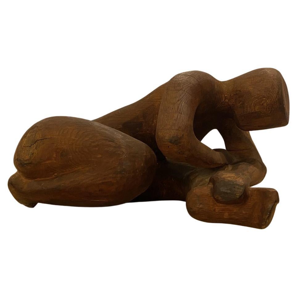 Vintage Abstract Female Figure Sculpture in the style of Henry Moore