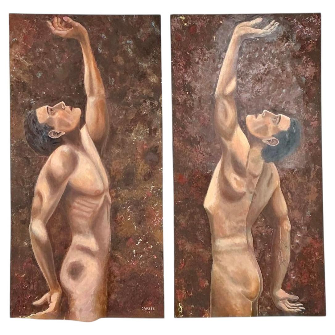 Vintage Abstract Figurative Abstract Oil on Canvas