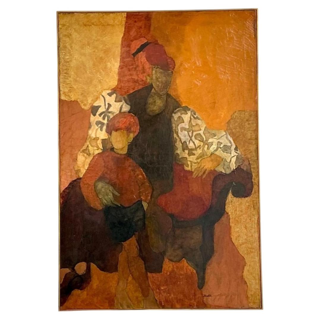 Vintage Abstract Figurative Painting
