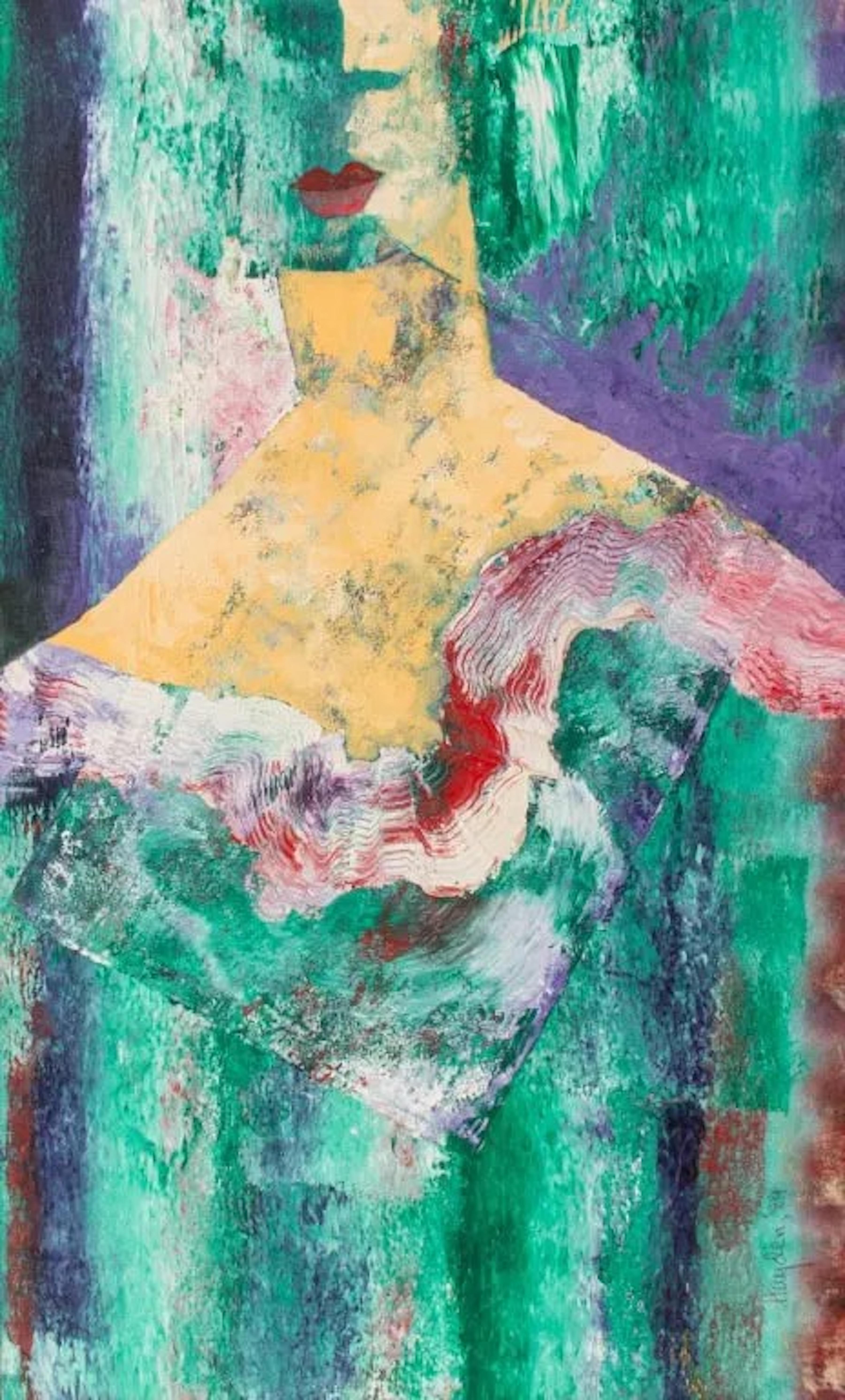 Abstrakte Vintage-Figur, Öl auf Leinwand, Vintage, von John Hayden 1984 (Moderne der Mitte des Jahrhunderts) im Angebot