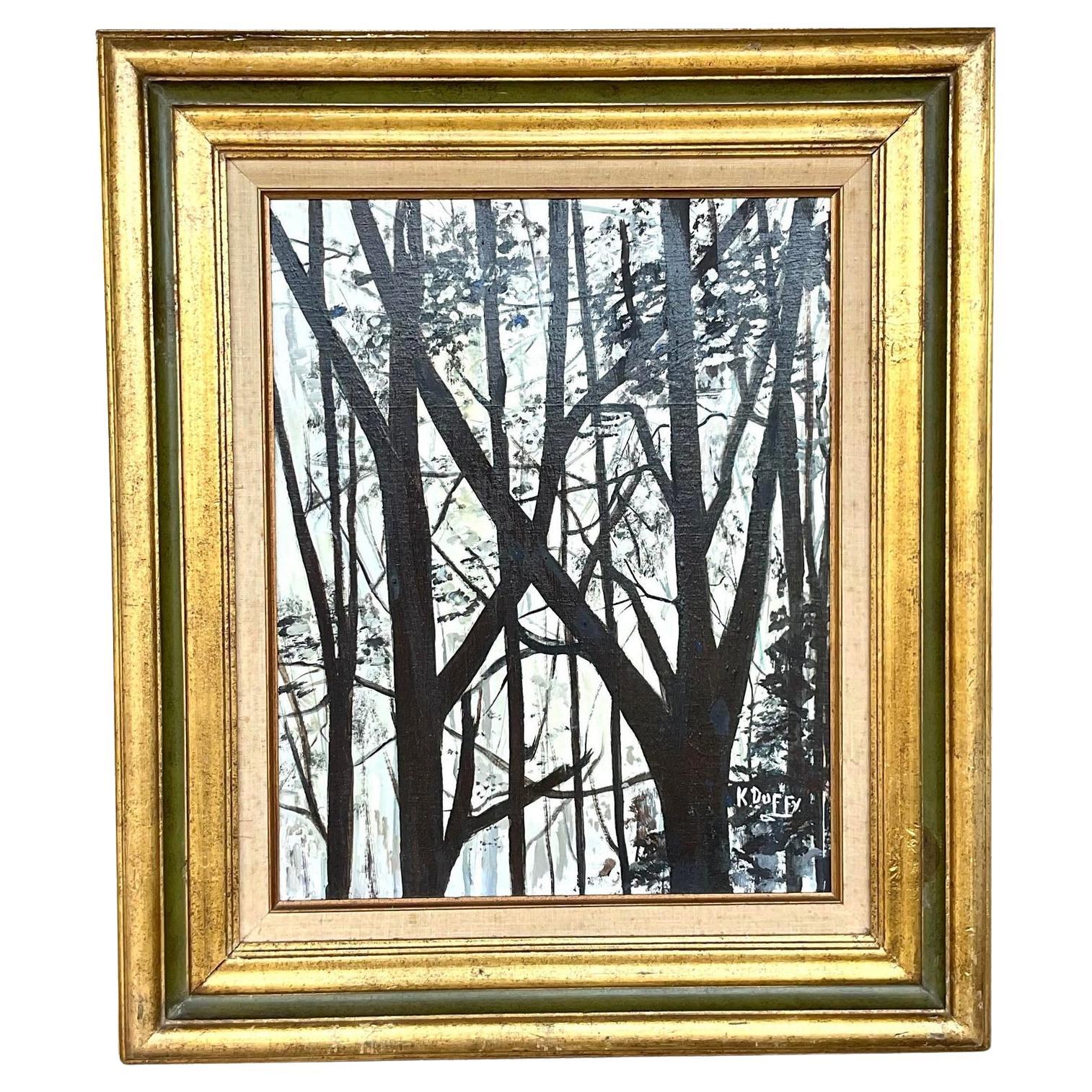 Vintage Abstract Forest Landscape Titled “Springtime in Your Heart“