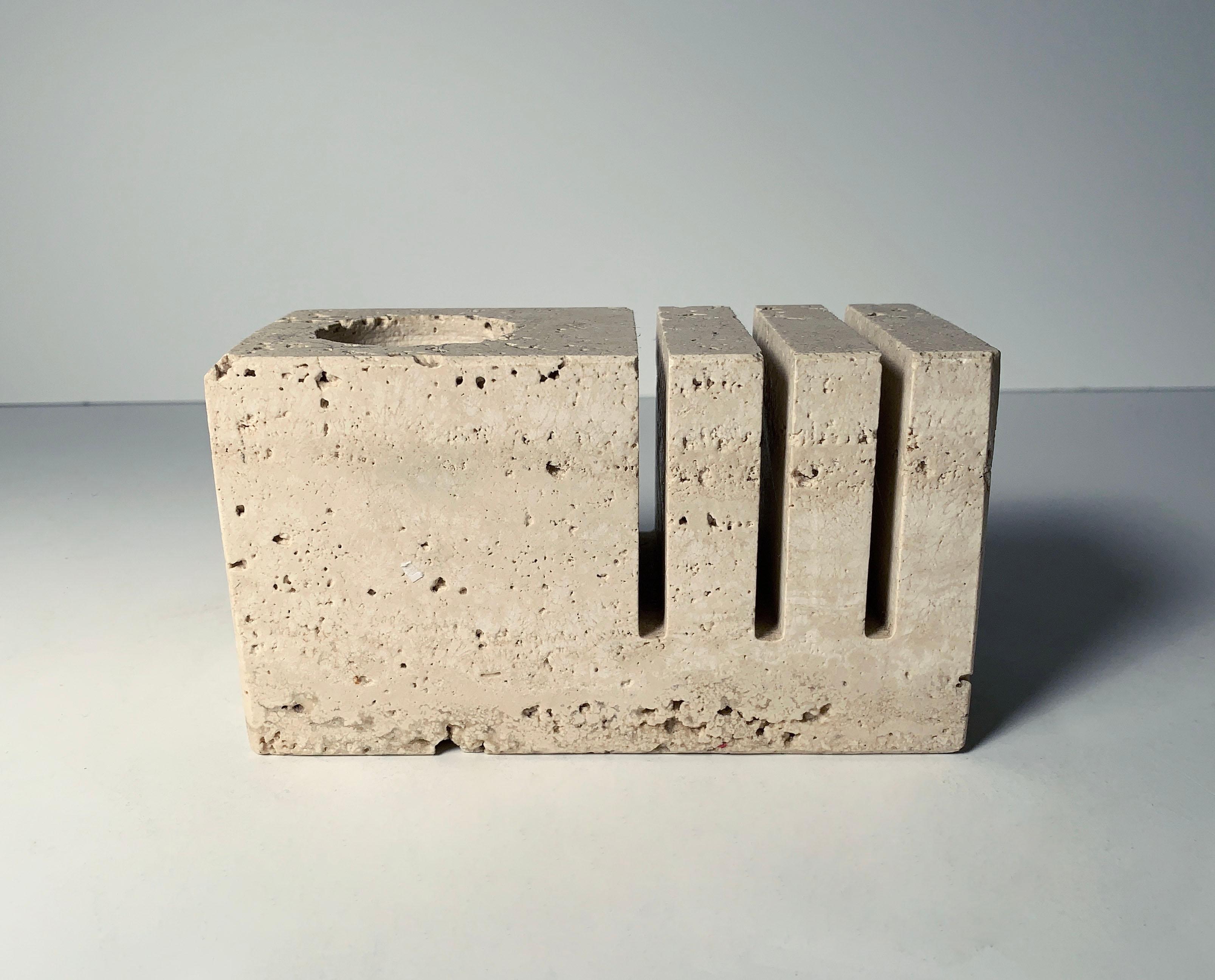 20th Century Vintage Abstract Fratelli Mannelli Travertine Desk Organizer Set for Raymor For Sale