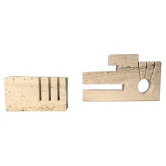 Vintage Abstract Fratelli Mannelli Travertine Desk Organizer Set for Raymor