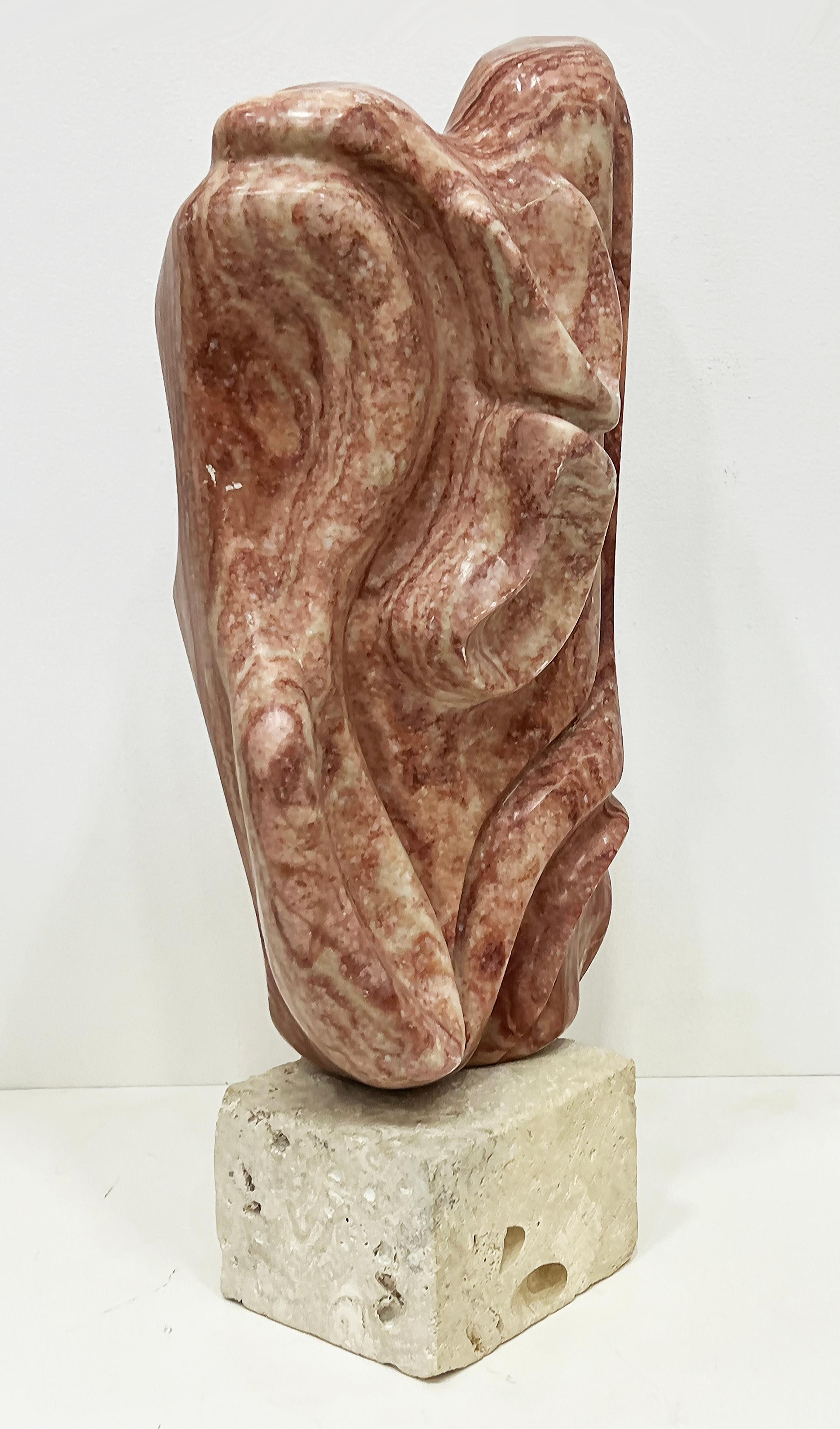 Organic Modern Vintage Abstract Free- Form Hand-Carved Marble Sculpture For Sale