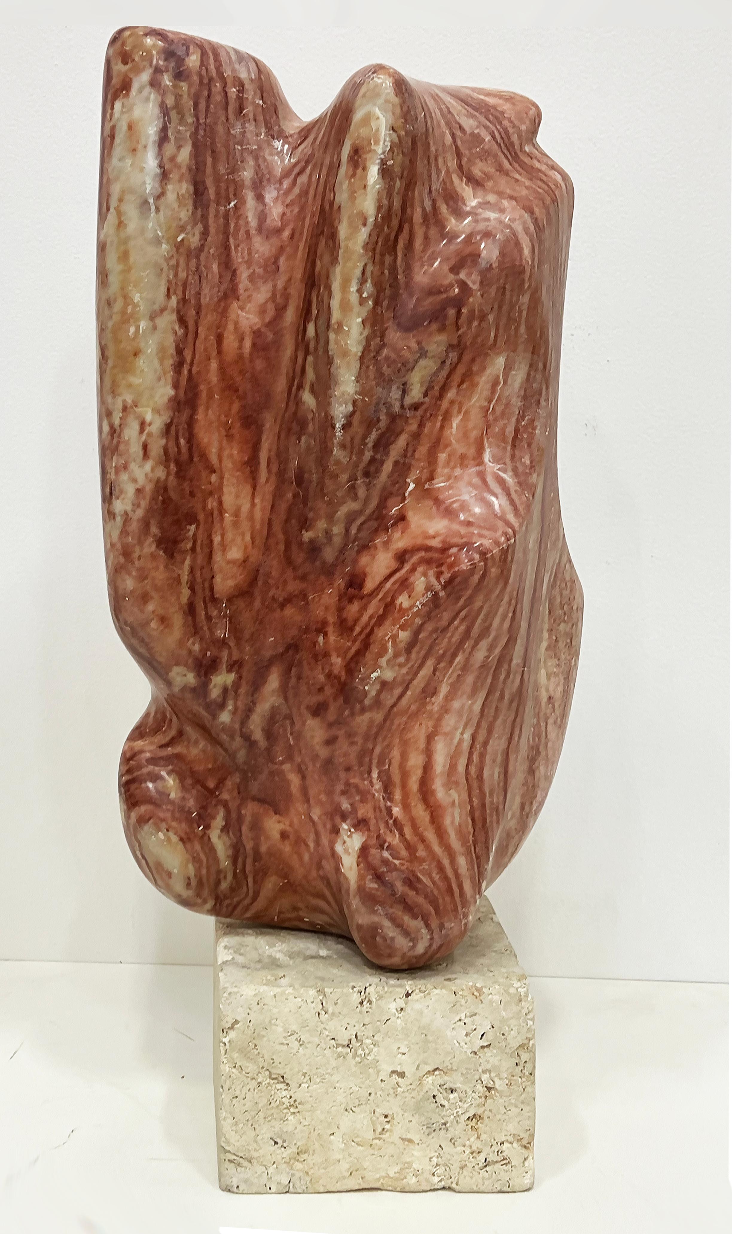 Vintage Abstract Free- Form Hand-Carved Marble Sculpture In Good Condition For Sale In Miami, FL