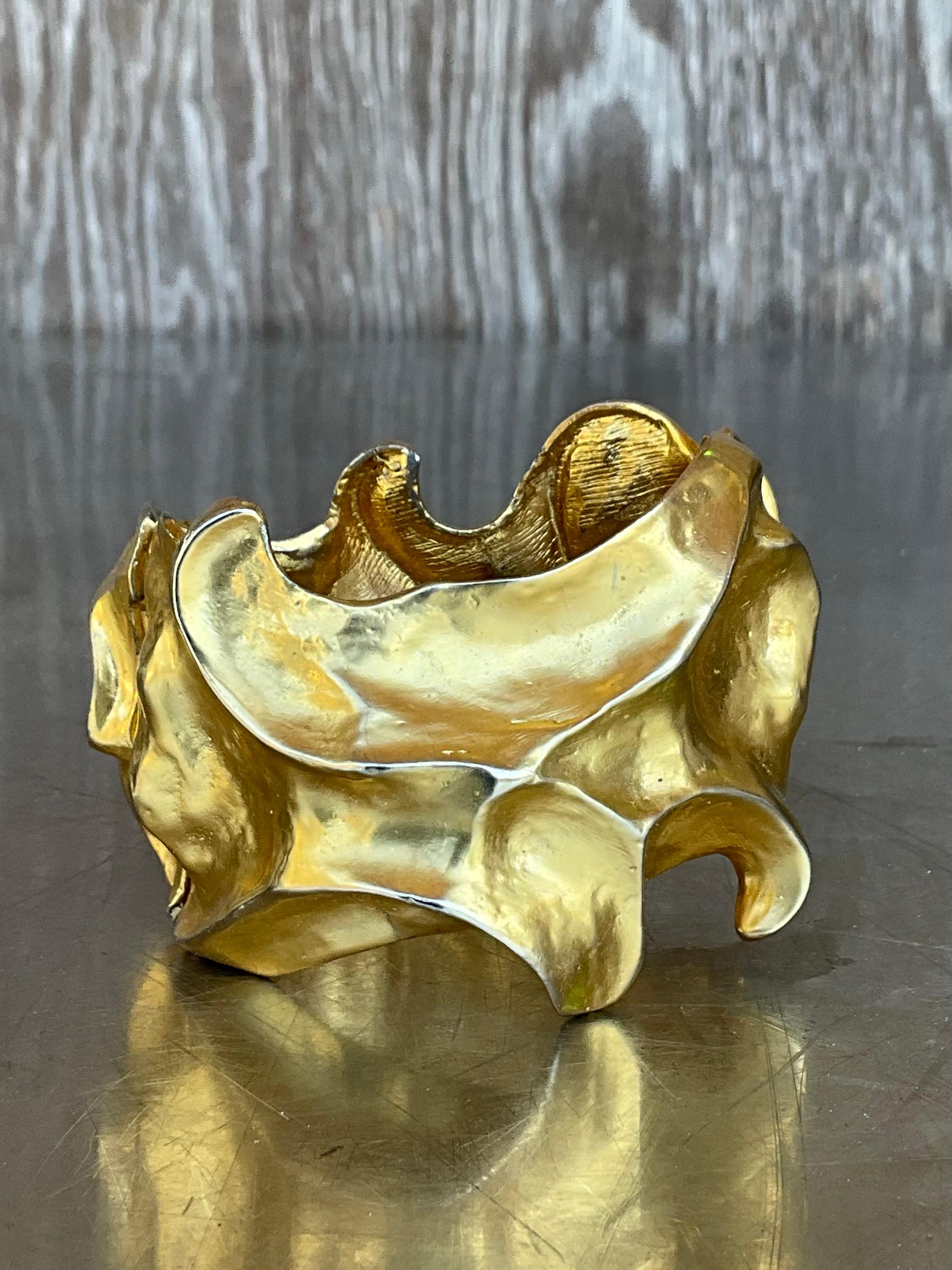 da uomo o donna Bracciale astratto vintage in tonalità oro in vendita