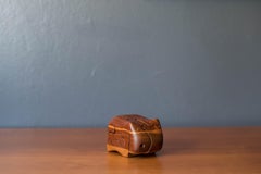 Sculpture-puzzle vintage abstraite représentant un hippopotame, réalisée à la main en bois massif par Deborah Bump