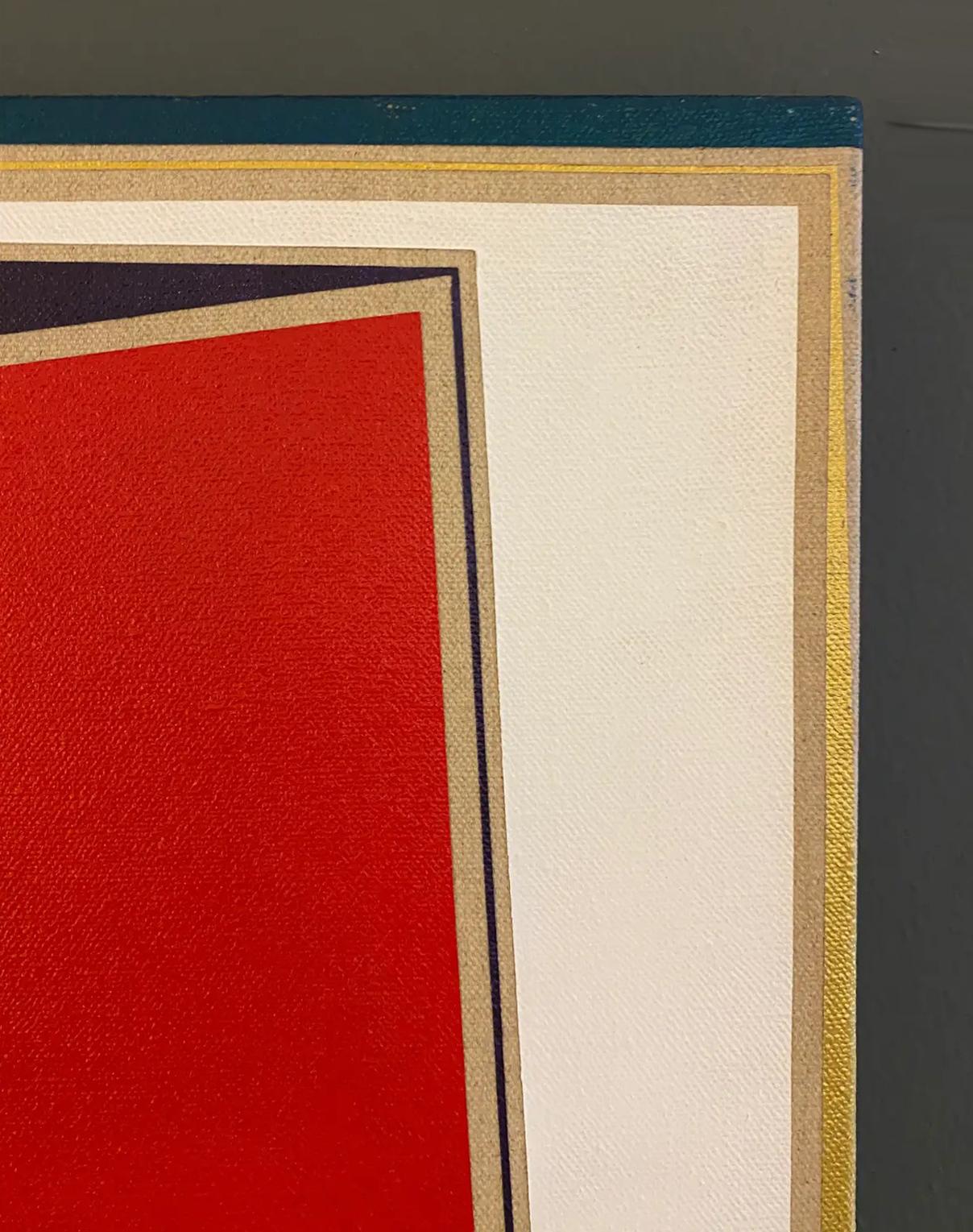 Vintage Abstract Hard-Edge Malerei von Margaret Pomfret auf Leinwand (amerikanisch) im Angebot