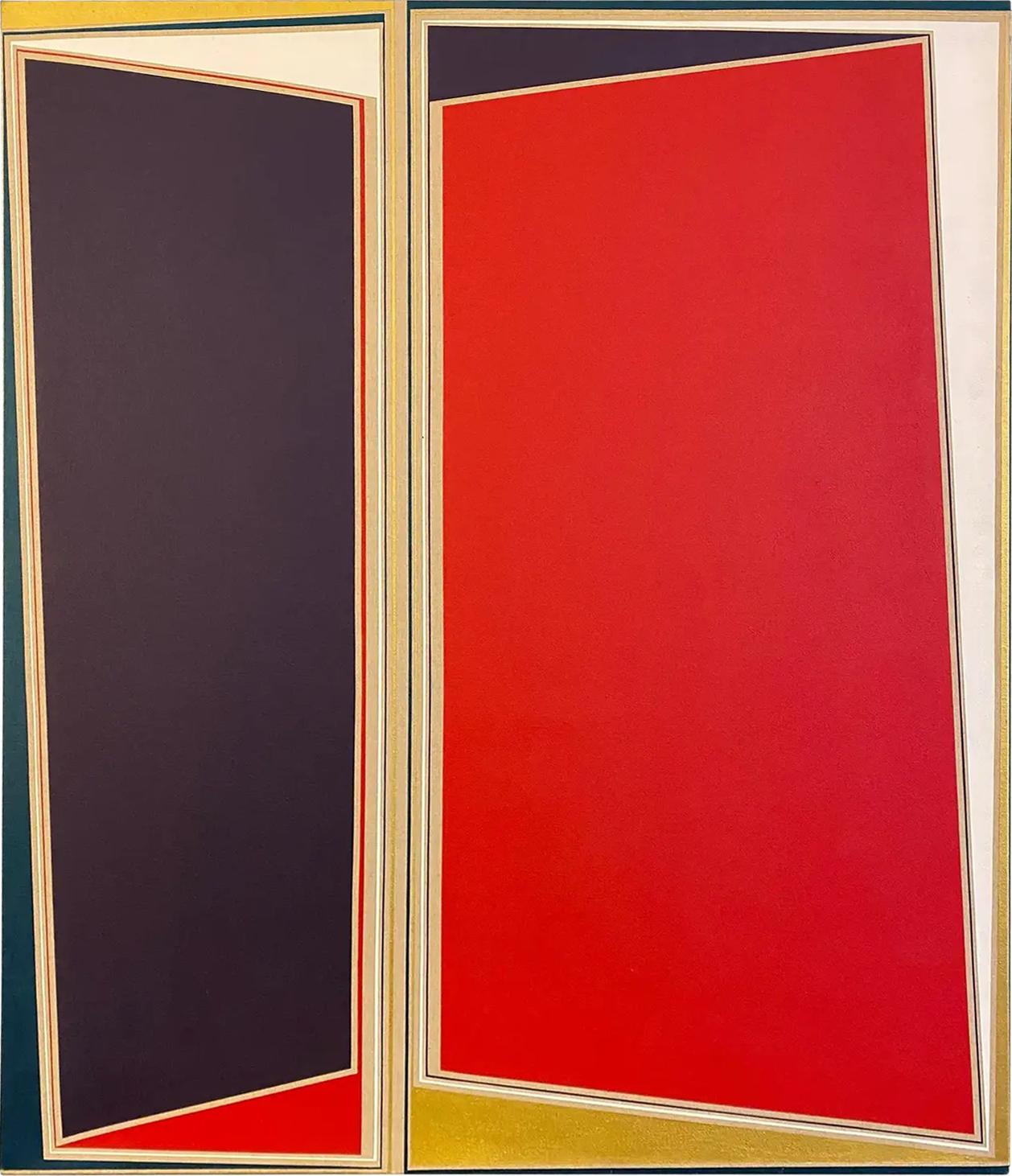 Vintage Abstract Hard-Edge Malerei von Margaret Pomfret auf Leinwand im Zustand „Gut“ im Angebot in Miami, FL