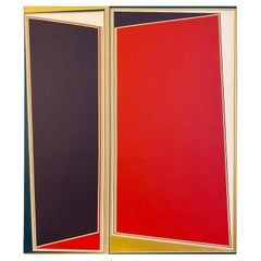 Vintage Abstract Hard-Edge Malerei von Margaret Pomfret auf Leinwand