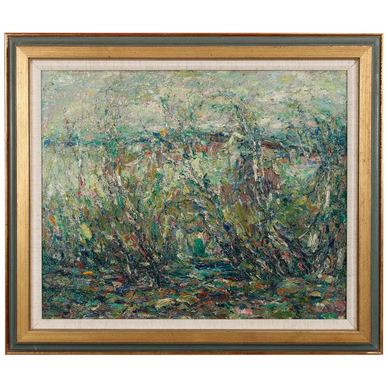 Vintage Abstract Impressionist Landscape Painting by Armand Wargny, circa 1940