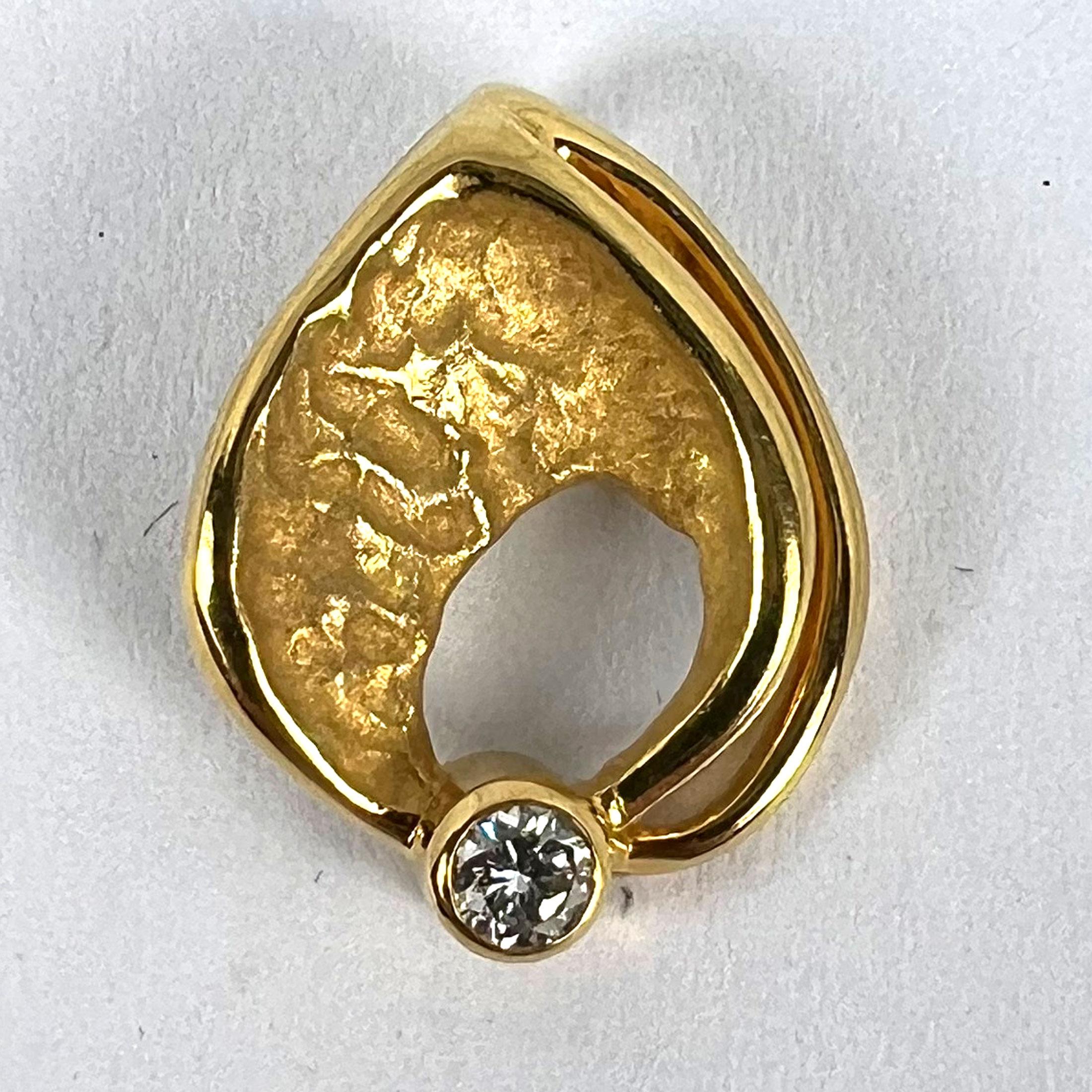 Collar Colgante Vintage Abstracto Hoja Diamante Oro Amarillo 18K en venta 7