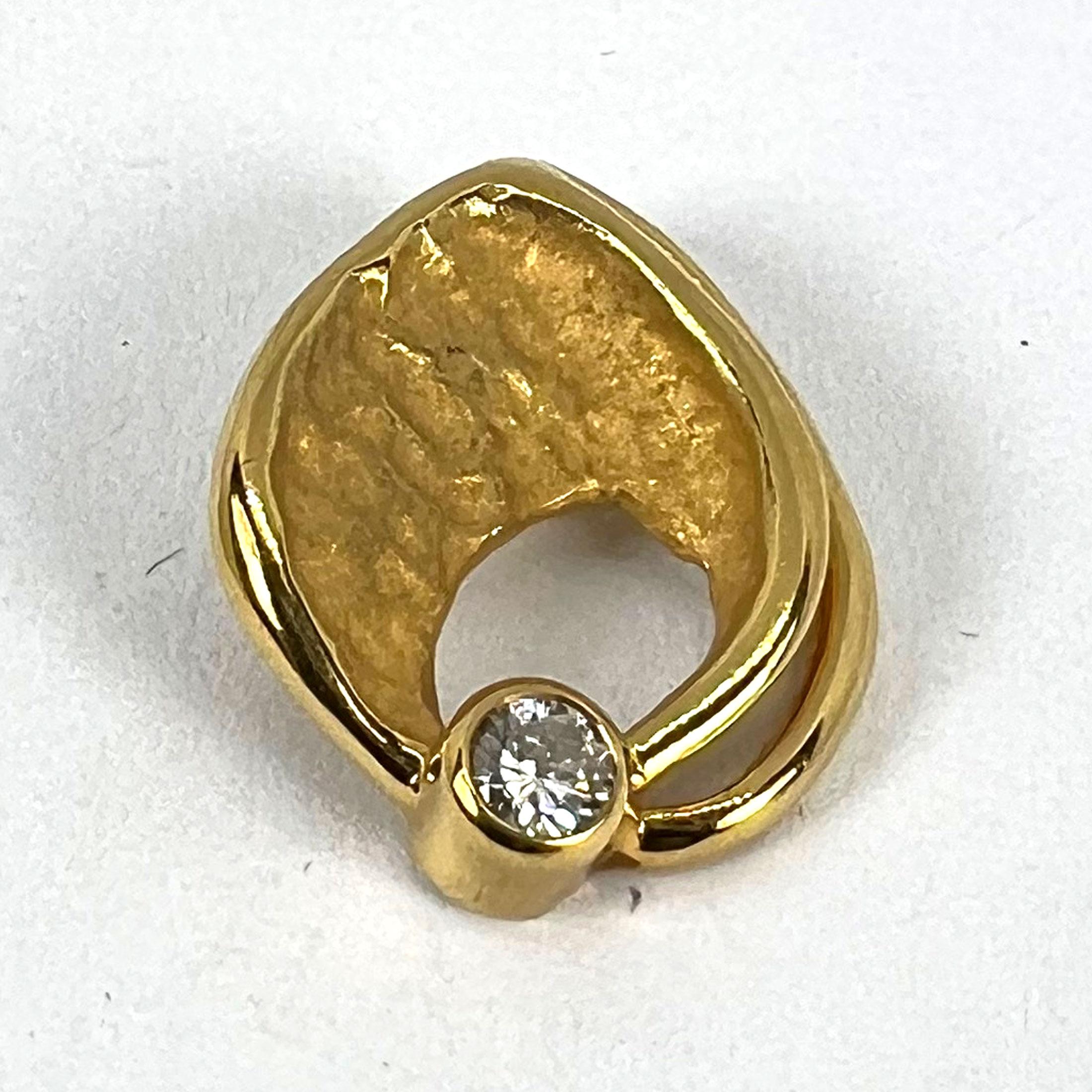 Collar Colgante Vintage Abstracto Hoja Diamante Oro Amarillo 18K en venta 9