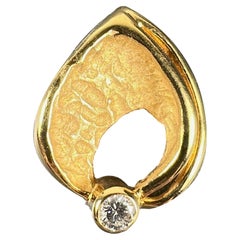 Collar Colgante Vintage Abstracto Hoja Diamante Oro Amarillo 18K