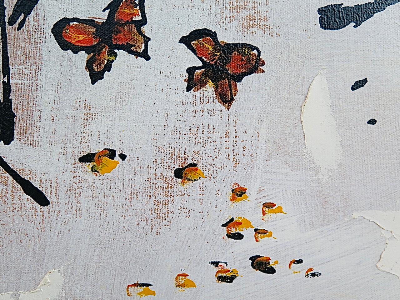 Vintage Abstract Mid Century Modern Butterfly Gemälde signiert gerahmt im Angebot 6