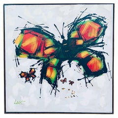 Vintage Abstract Mid Century Modern Lee Reynolds insp Oil Butterfly Painting