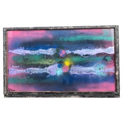Vintage Abstract Mixed Media Glass Hanging Wall Art Signed by Mark Narens