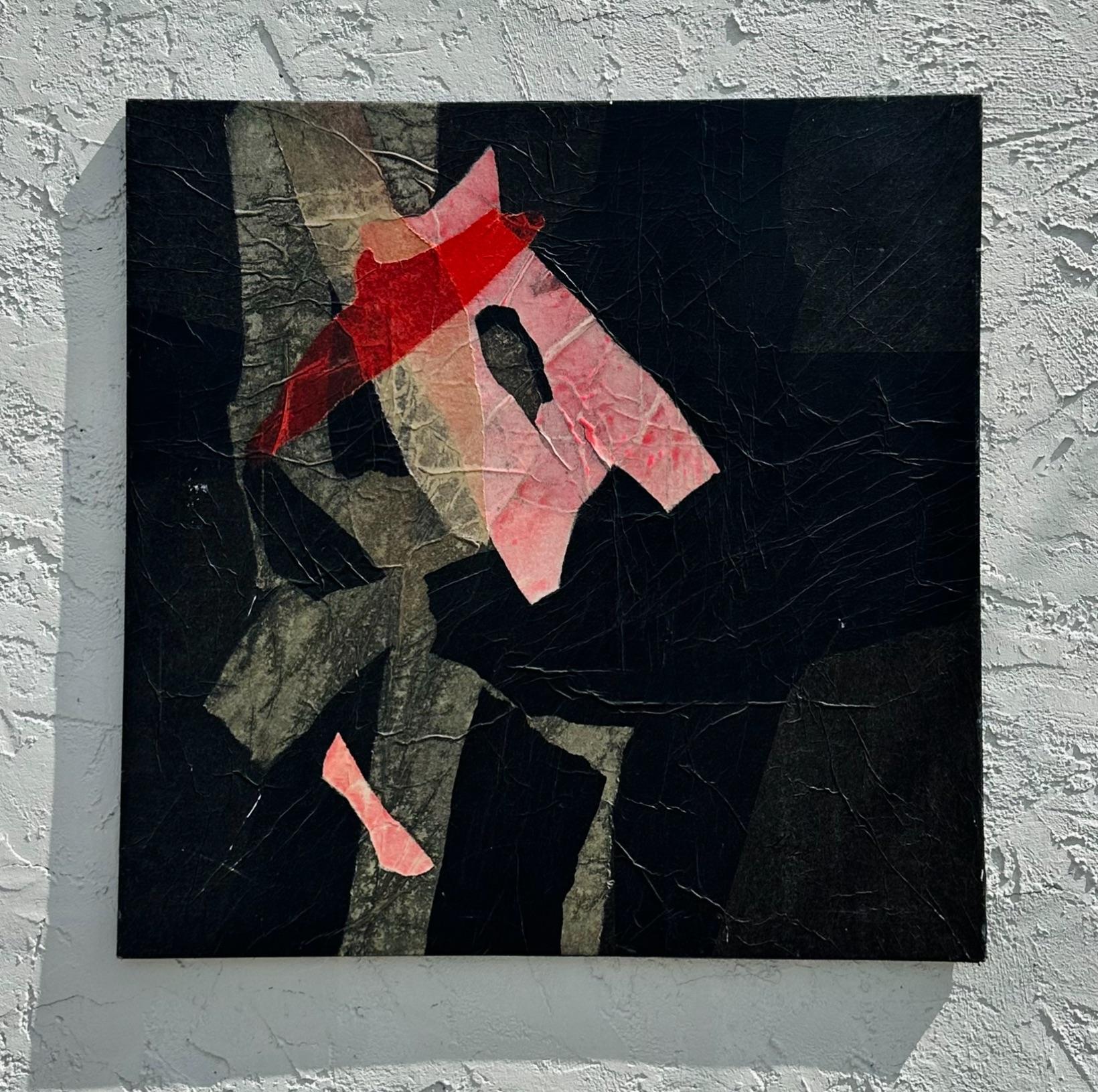 Abstraktes Mixed Media-Ölgemälde auf Leinwand, Vintage im Zustand „Gut“ im Angebot in west palm beach, FL