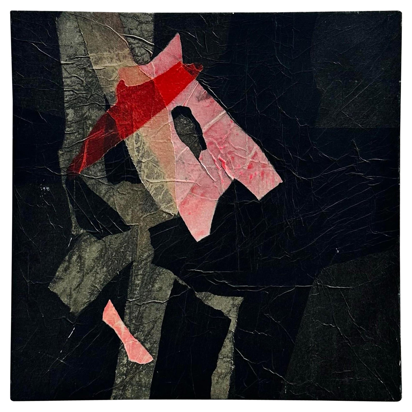Vintage Abstract Mixed Media Oil on Canvas