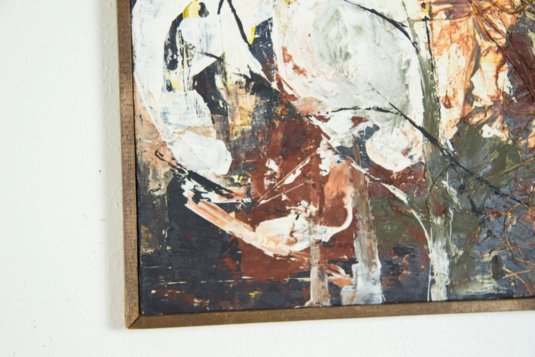 Vintage Abstract Mixed Media Oil Painting by Rae For Sale at 1stDibs