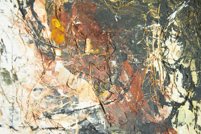 Vintage Abstract Mixed Media Oil Painting by Rae For Sale at 1stDibs