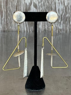 Vintage Abstract Mixed Metal Dangle Earrings
