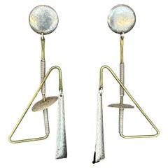 Vintage Abstract Mixed Metal Dangle Earrings